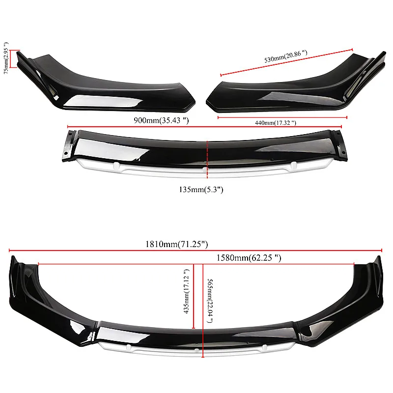 Sedan Front Bumper Lip Spoiler Bodykit For Audi