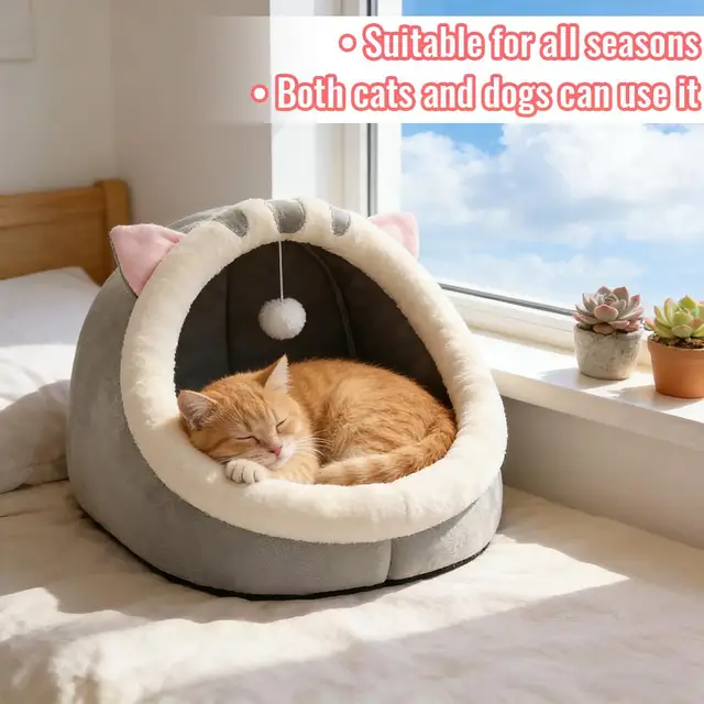 Deep Sleep Cat Bed Cartoon Pet Bed Foldable Removable Washable Pet Sleeping Bed for Small Dog Mat Bag Cave Cats Bed 4