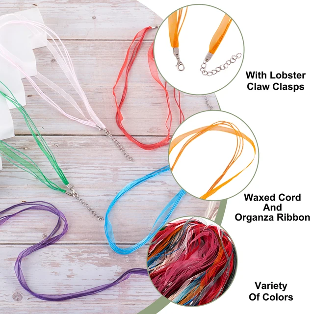 5pcs/lot Colorful Silk Organza Ribbon Necklace Pendants Rope