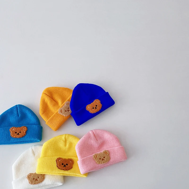 Newborn Cartoon Bear Winter Knitted Soft Warm Cute Infant Toddler Beanies  Hat INS Korea Girl Boy Skullies Pullover Caps Bonnet - AliExpress