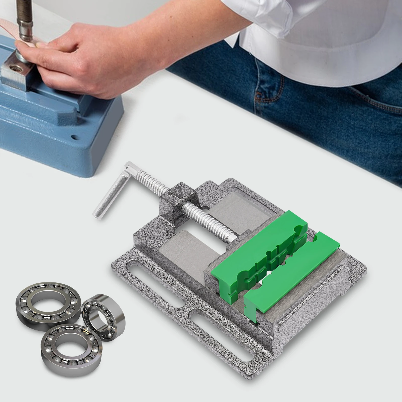 Schwarze 4-Zoll-Flachzange + 2 Stück Scheibenschutzabdeckung Werkzeuge Bohrmaschine Schraubstock Metallbohrmaschine Schraubstock Werkbank Bohrschraubstock Klemme – Detail 36