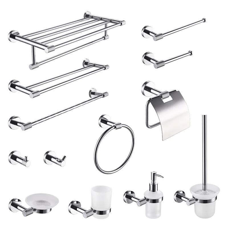 Chrome Plated Stainless Steel Wall Mounted Hand Towel Bar Toilet Paper Holder Bathroom Set