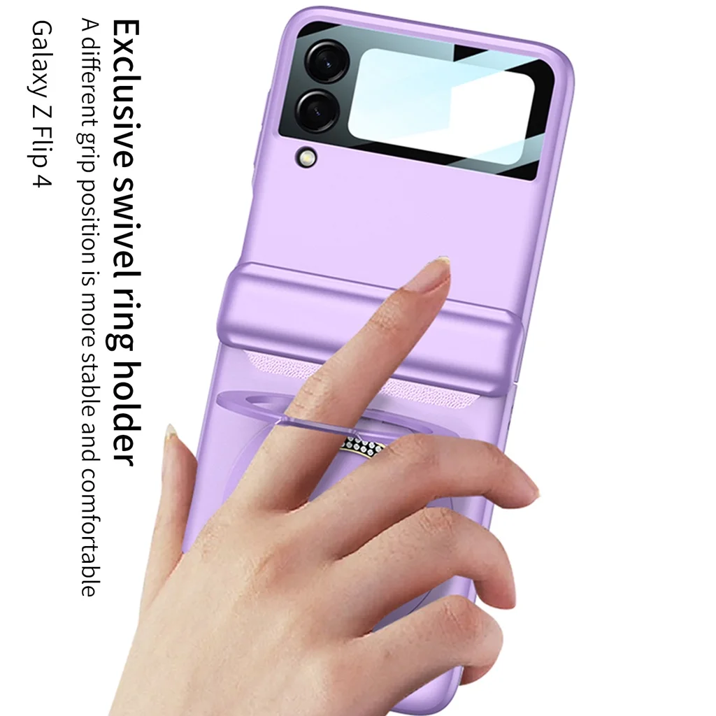 For Samsung Galaxy Z Flip 4 Flip4 5G Case Magnetic Hinge Shockproof Protector Full Protection Phone Cover With Ring Holder