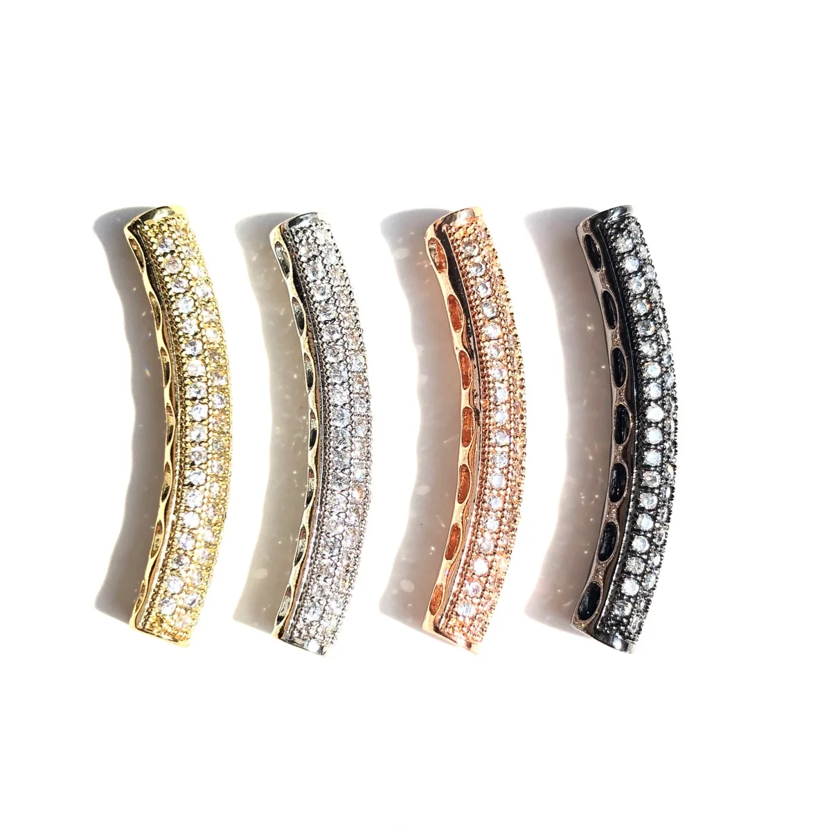 10 teile/los Herzstück lange Rohr Bar Abstand halter Perlen Frauen Armbänder Zirkonia Pflaster vergoldete Taille Handwerk hand gefertigtes Zubehör – Detail 4