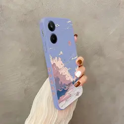 Anime Scenery Silicone Phone Case Cover for Realme 10 ProPlus (Grey)