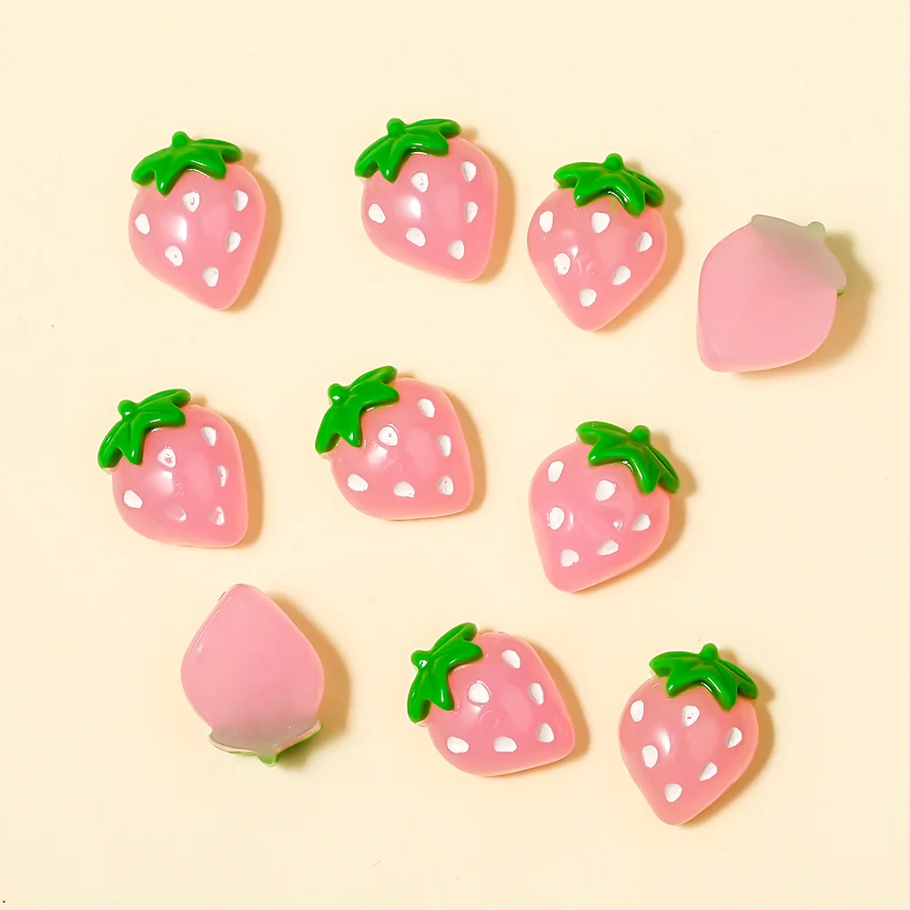 

10pcs Cute Pink Round 3D Strawberry Decorations Kawaii Nail Art Charms Parts DIY Nail Decoration Accessories