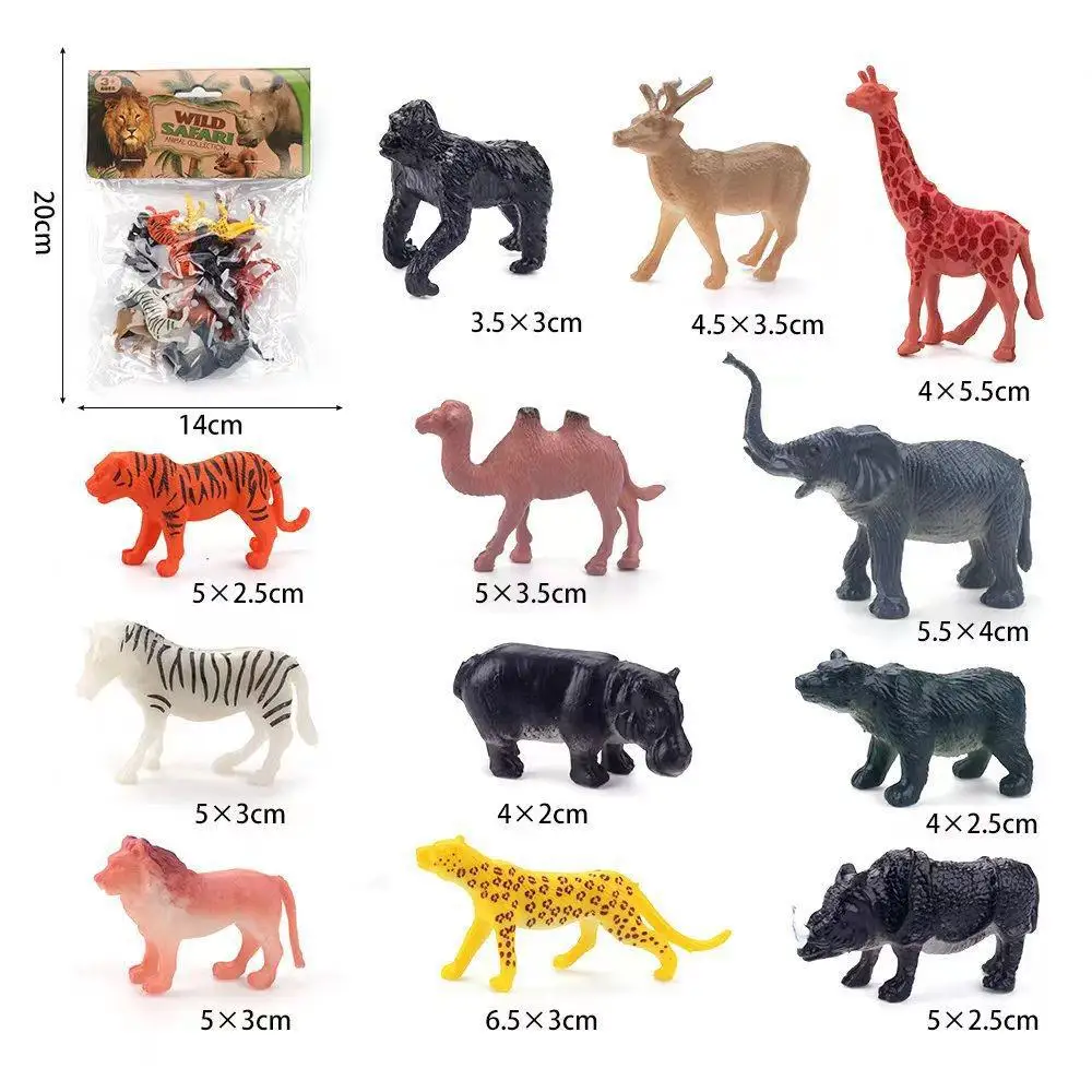12PCS Miniature Lion Shark Horse Dinosaur Animals Model Set Action Figures Figurine Zoo Cute Education Kids Toy Gift 2