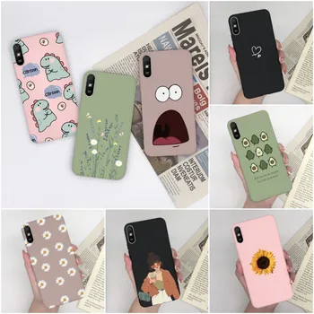 Silicon Case For Xiaomi Redmi 9A Luxury Cute Avocado Girl Flower Matte Cover For Xiomi Redmi 9A Bumper Redmi9A Coque fundas Capa