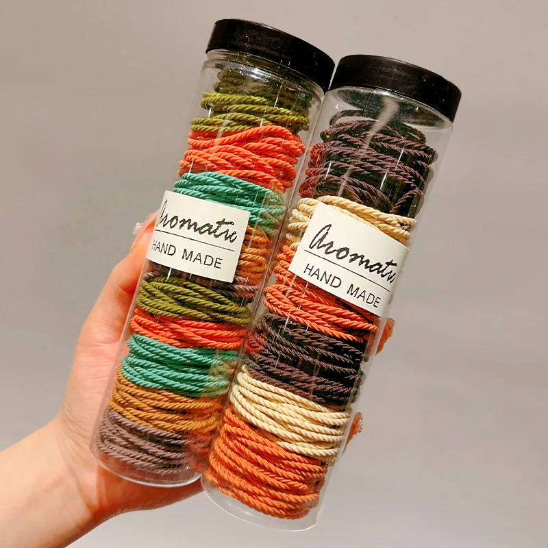 Morandi color + dark brown hair ties 200 pieces (two cans)