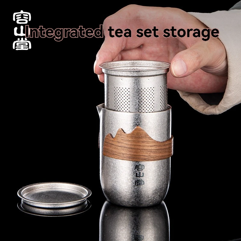 Rongshantang pure titanium travel tea set portable quick cup one pot one cup teapot travel tea outdoor set