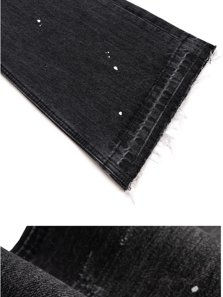 2025 American Retro Y2K Streetwear Washed Black Slim Flared Jeans Pants For Men Clothing Luxury Cotton Long Trousers Ropa Hombre 6