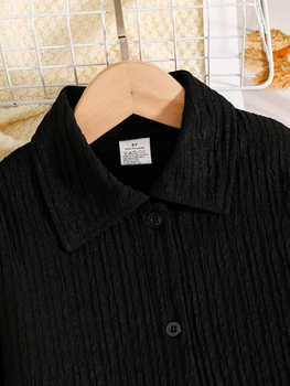 2-piece Spring and Autumn girls fashion floral suit black casual lapel long-sleeved shirt + printed halter straight trouser suit 3