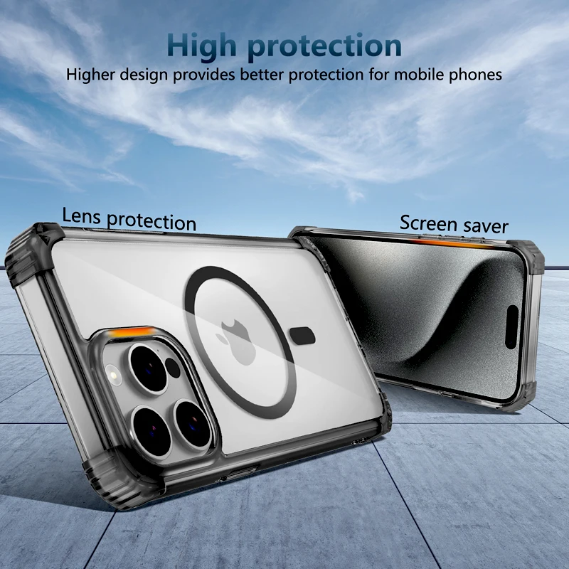 Shockproof Transparent Armor Case with MagSafe Compatibility