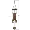 Anti-corrosion Wind Chime with Heart Pendant Metal Patio Porch Windchimes Bell for Home Decor 6