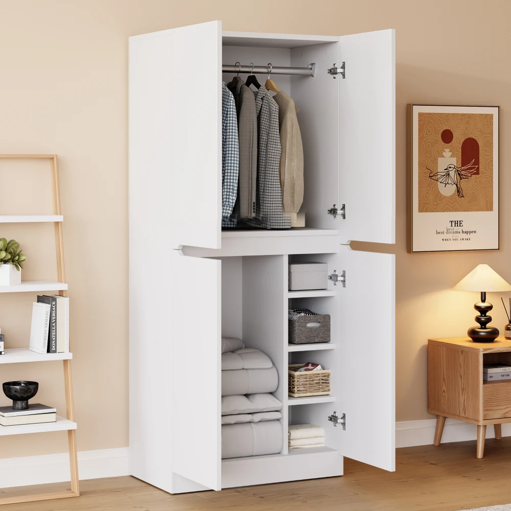 70×40×170cm Moderner Doppeltür-Kleiderschrank – MDF-Aufbewahrungsschrank mit verstellbaren Regalen, kleinen Fächern, platzsparend – Detail 16