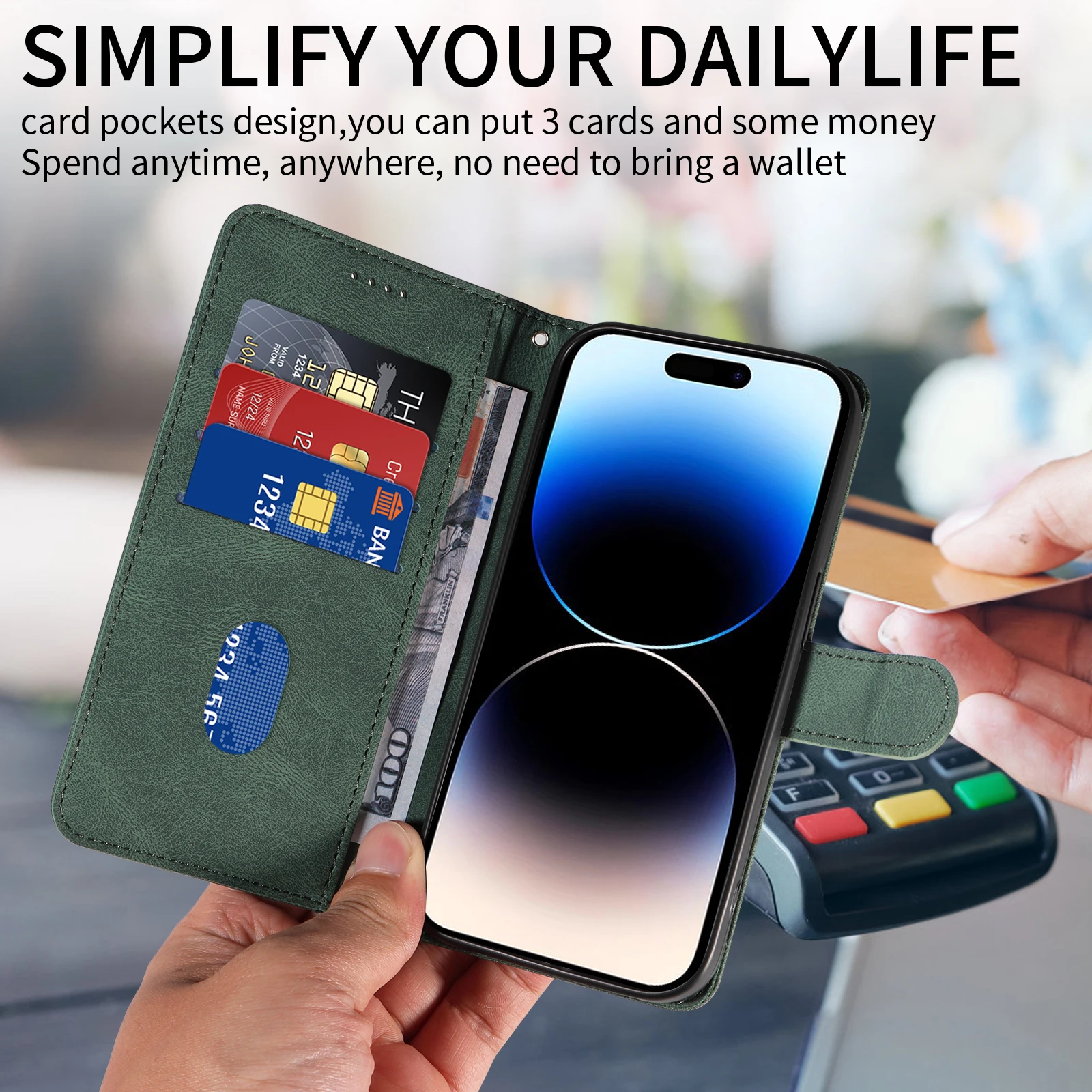 Deluxe Leather Magnetic Flip Wallet Phone Case with Card Slot