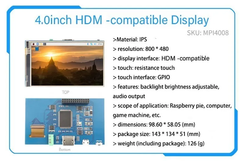 Módulo de Tela Lcd de Toque de Polegada Suporte para Raspberry pi 3b Mais b 2.4 2.8 3.2 3.5 10. - Imagem 5