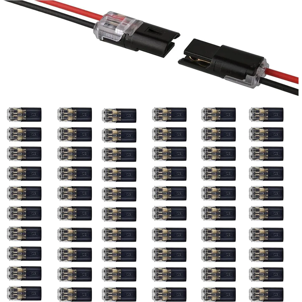 Dual Wire Locking Plug Connector for Low Voltage Applications, Ideal for LED Light Strips
