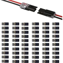 Dual Wire Locking Plug Connector for Low Voltage Applications, Ideal for LED Light Strips (60)