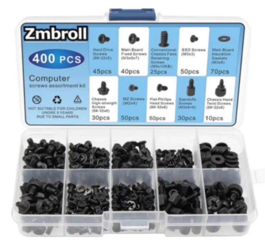 400pcs Screw Bolt Set For Computer PC Case Hard Disk Drive Cooling Fan