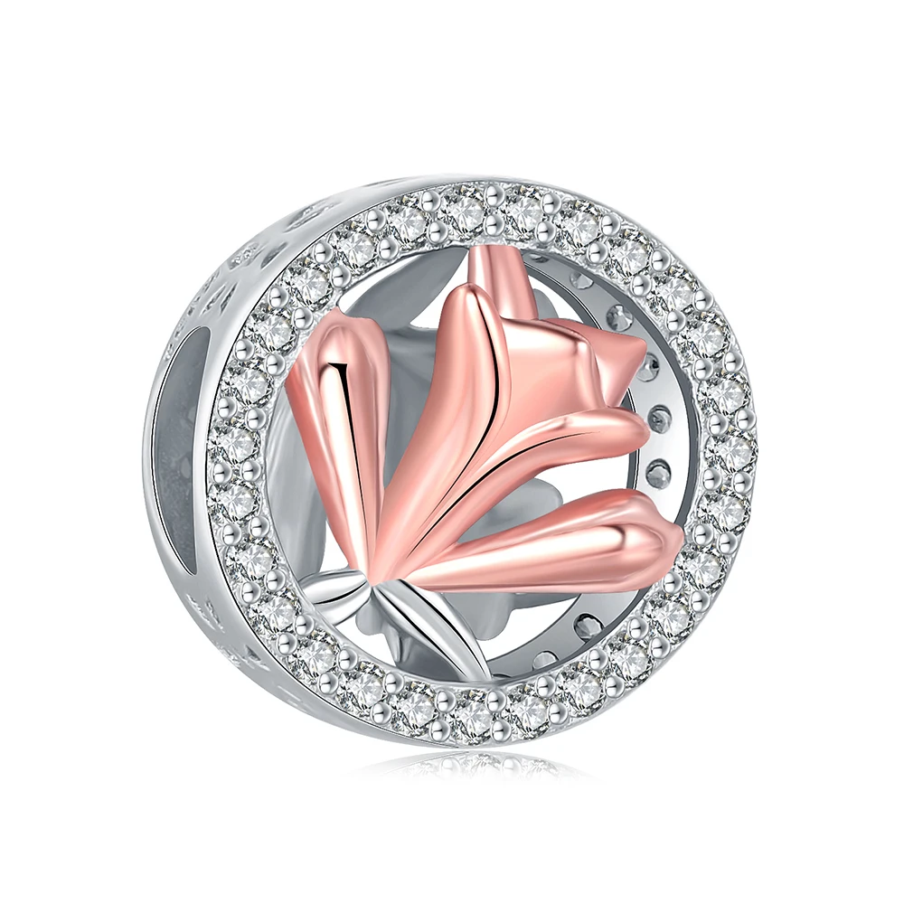 

925 Sterling Silver Chile Lily Bead Round Charm Fit European Bracelet&Necklace Jewelry Christmas Day Gift for Women Girls Friend