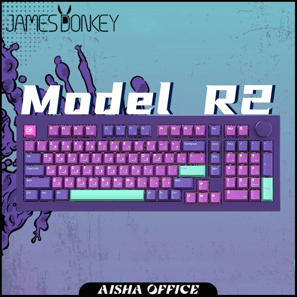 

JamesDonkey R2 Mechanical Keyboard Multifunctional Knob Three Mode RGB Wireless Gaming Keyboard Hot Swap Gasket Office Pc Gamer