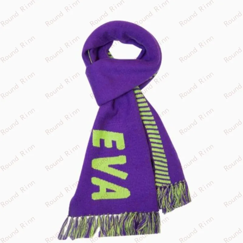 JP Anime Shin Seiki EVA Shogoki EVA-01 Ikari Shinji Cosplay 5.6 Feet Purple&Green Winter Warm Soft Knitting Scarf