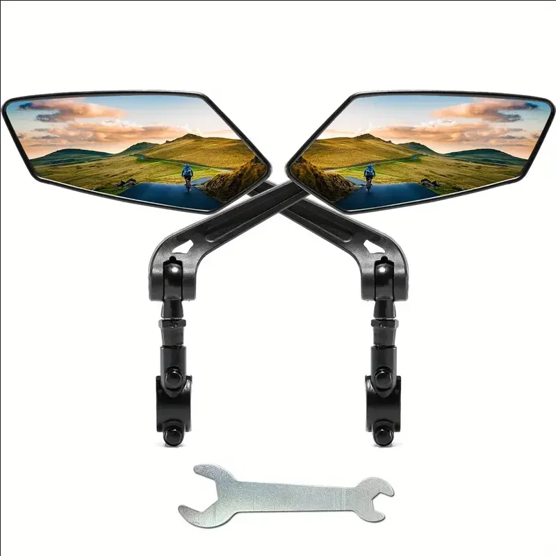 Bike Handlebar Mirror Universal Bike Handlebar Mirrors HD Wide Angle 360&deg; Rotating Durable Safety Glass Bicycles