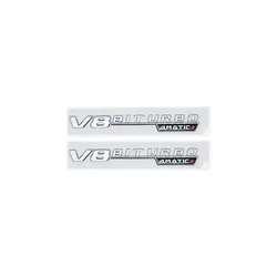 Mercedes Benz Silver Black AMG V8 Biturbo 4MATIC Emblems and Badges - Style36 (V8 BITURBO 4MATICP 2)