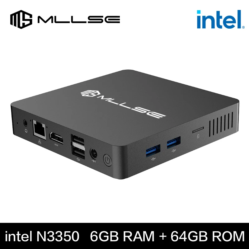 MLLSE M2 Mini PC Intel Celeron N3350 CPU 6G RAM 64G ROM USB3.0 Win10 WiFi Bluetooth 4.2 Desktop Portable Computer