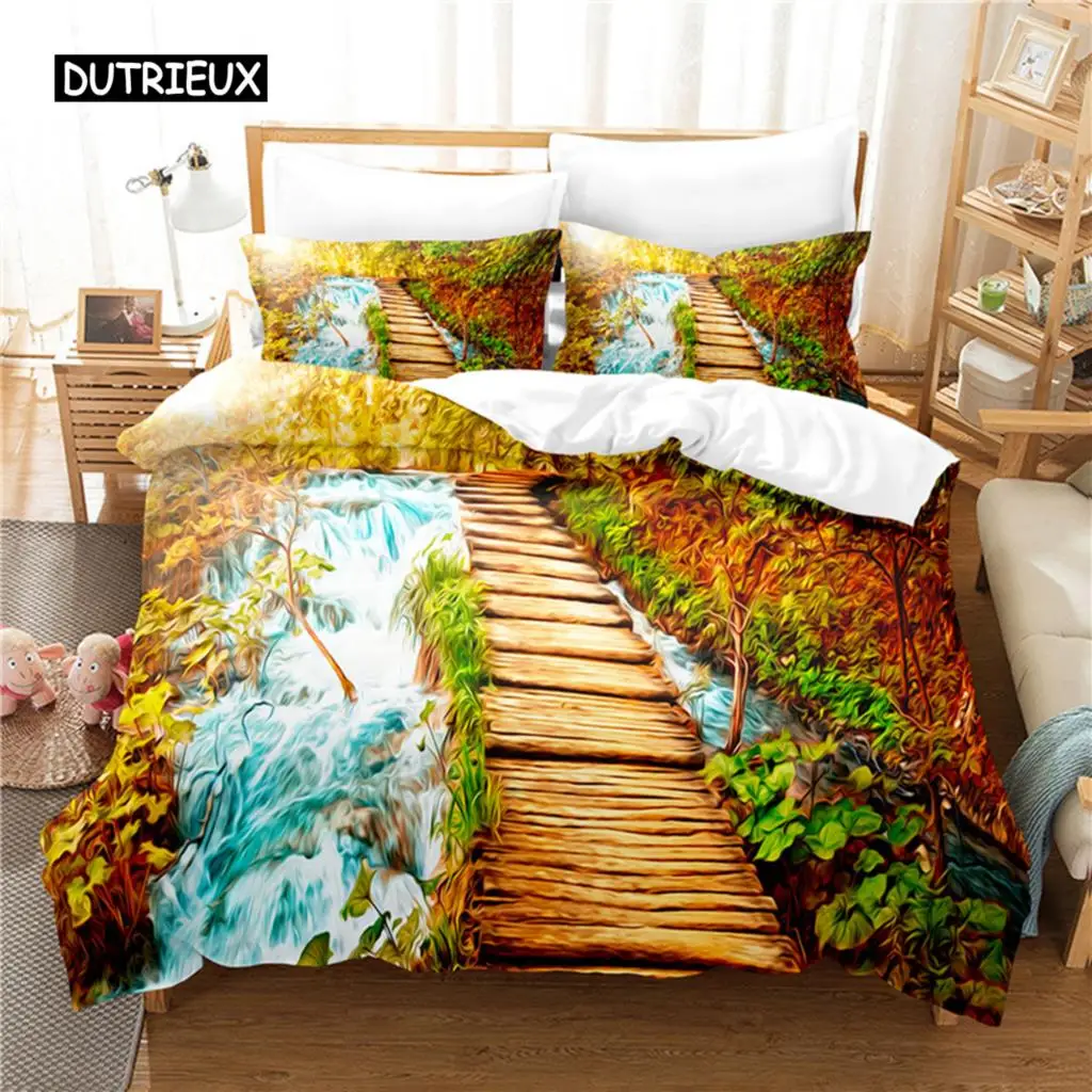 

Small Bridge Water Bedding Set Duvet Cover Set 3d Bedding Digital Printing Bed Linen Queen Size Bedding Set Fashion Design