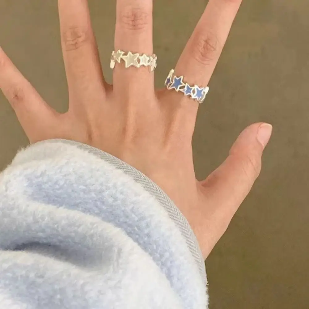Anello a forma di stella coreana in stile 2025, gioielli, accessori in lega, chiusura a pollice KPOP, design geometrico in stile etnico, anello aperto Y2K per coppie_voghion.com