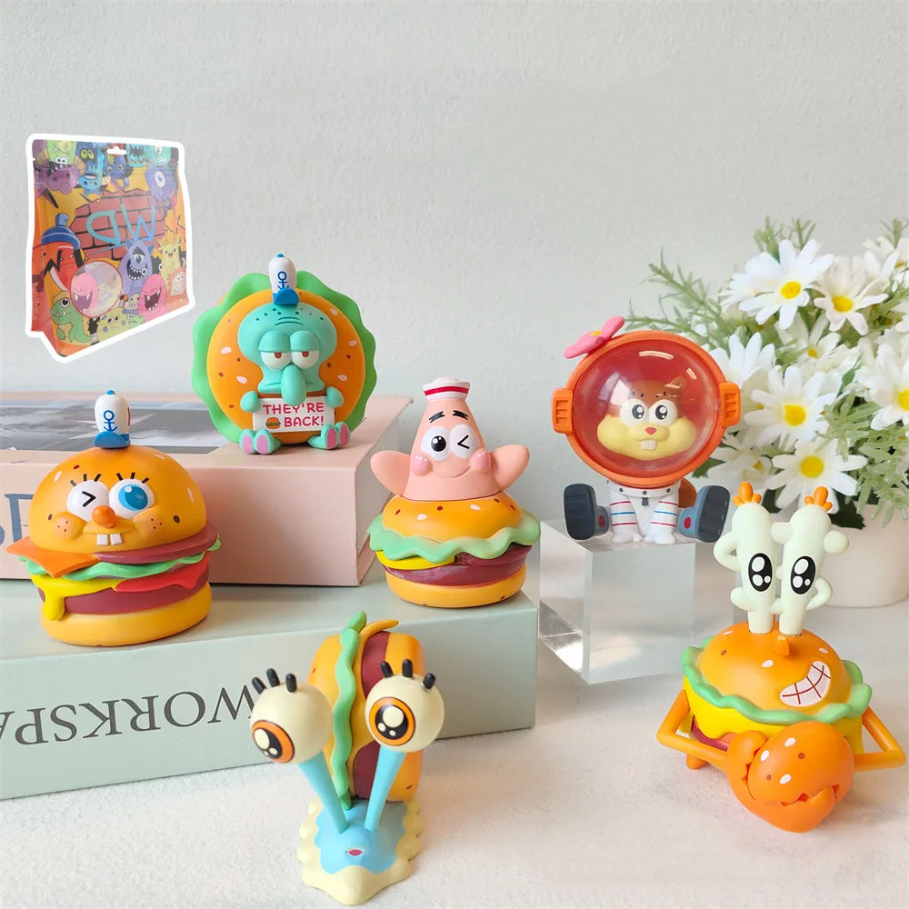 6Pcs Spongebob Squarepants Kawaii Mini Gk Toys Cute Patrick Star Squidward Tentacles Gingillo Doll Decor Regali Per Bambini Amici