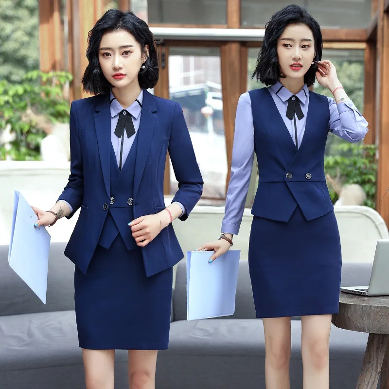

6001 Business Wear Female Temperament Business Commute Formal Suit Vest Suit Work Clothes Hotel Waiter Work Clothes
