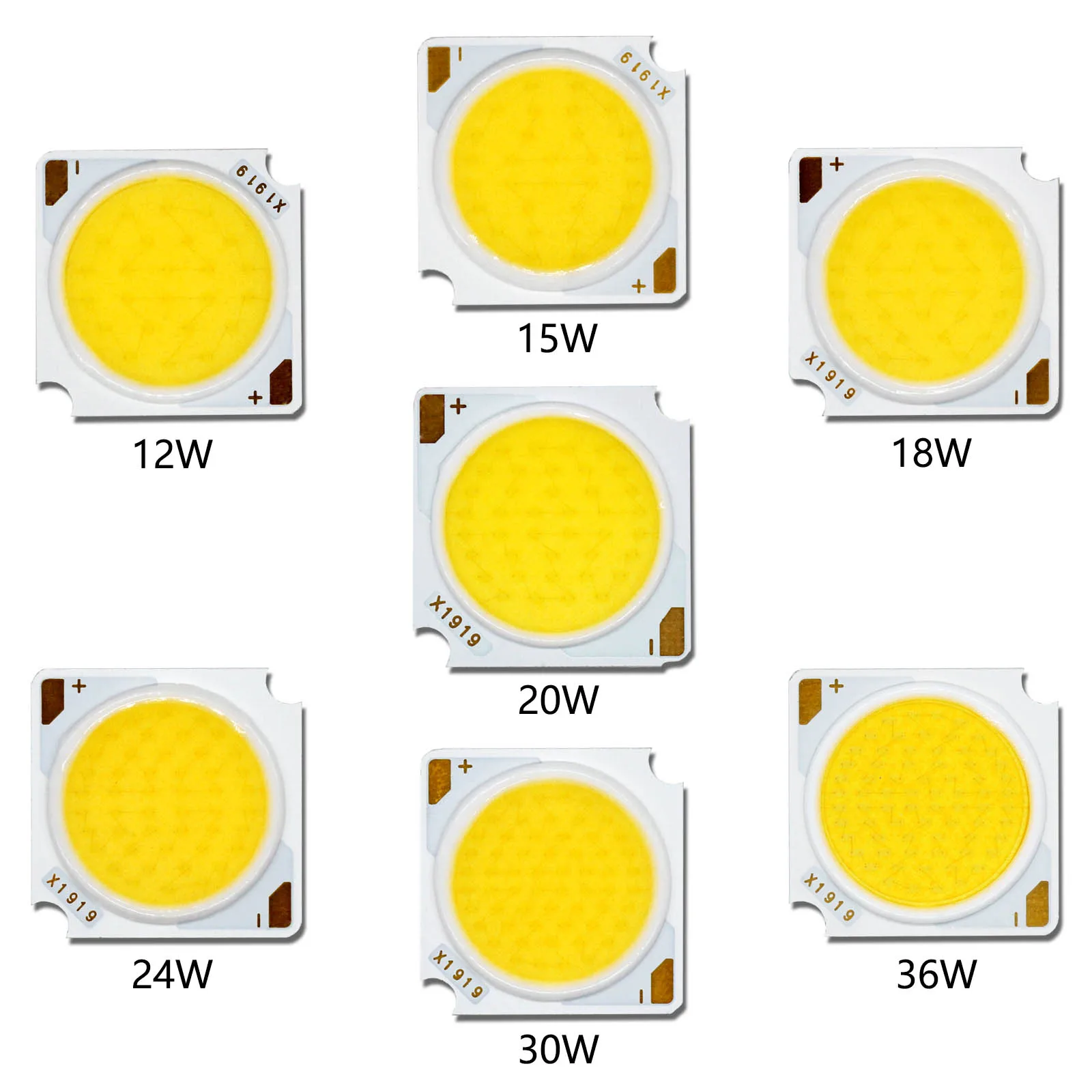 5 Pezzi LED COB Bridgelux 300mA – 15W 45-48V 3000K Bianco Caldo Per Lampadine Fai-da-te