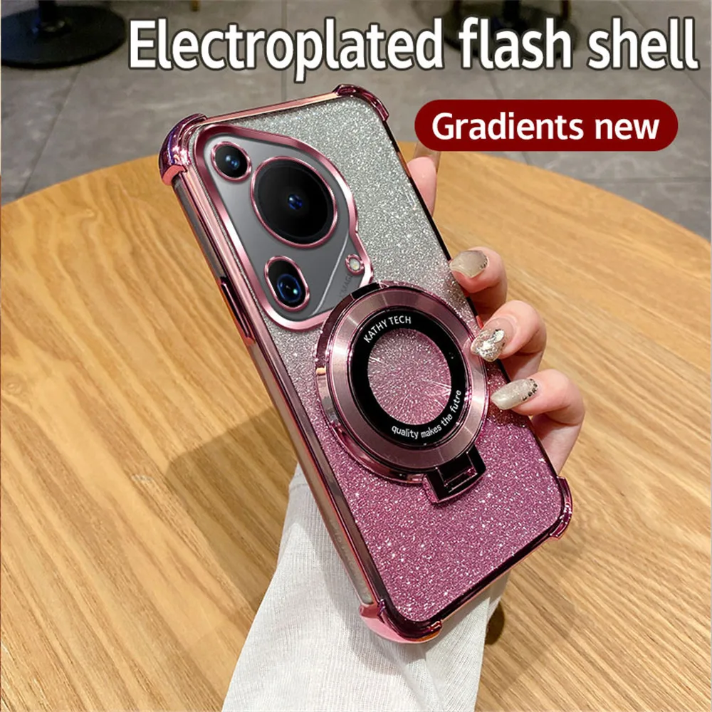 Shockproof Glitter Plating Bracket Soft Silicone Case