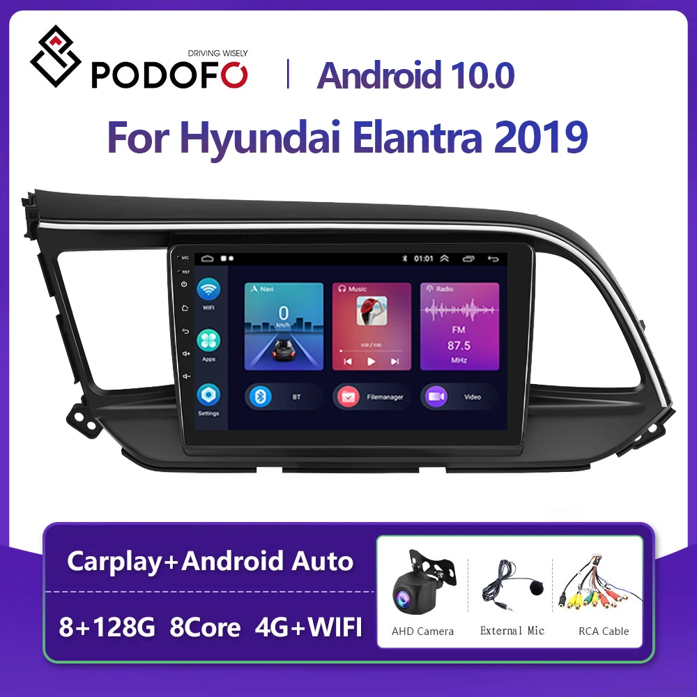 

Автомагнитола Podofo, 2 Din, Android 10, мультимедийный видеоплеер для Hyundai Elantra 2019, GPS-навигация, 2 Din, Carplay, автостерео