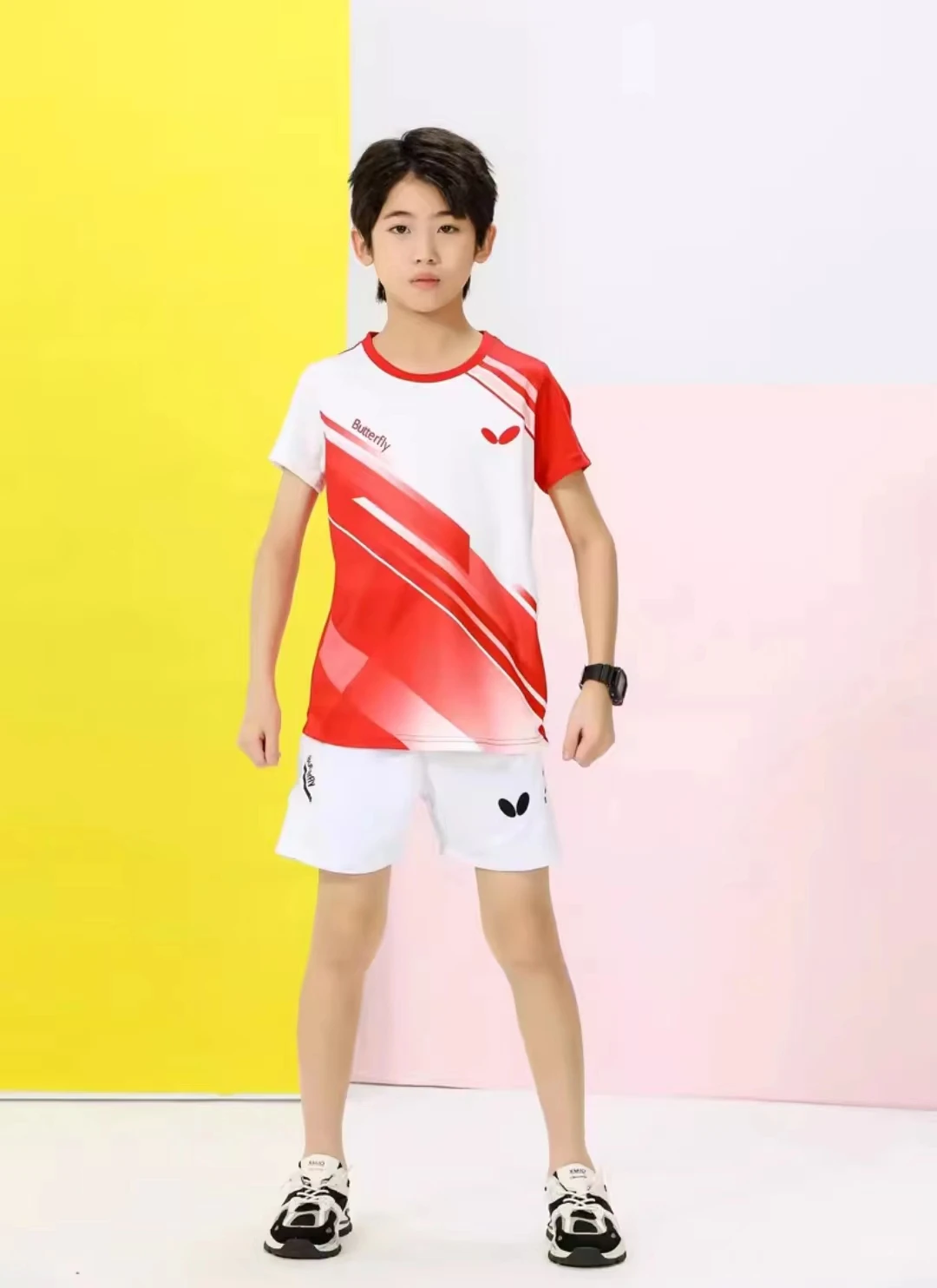 Custom butterfly table tennis T-shirt for men and women Quick drying round neck breathable badminton T-shirt can be printed LOGO