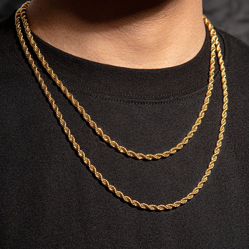 Rope Chain Necklaces 2/3/4/5/6 MM for Men Women Twisted Sigapore Links Choker Stainless Steel Jewelry
