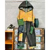 LYUZHE 2025 Summer New Women Sets Contrasting Colors Distressed Denim Sets Patchwork Hooded Vest Ankle-Length Pants Sets HLX060B 2