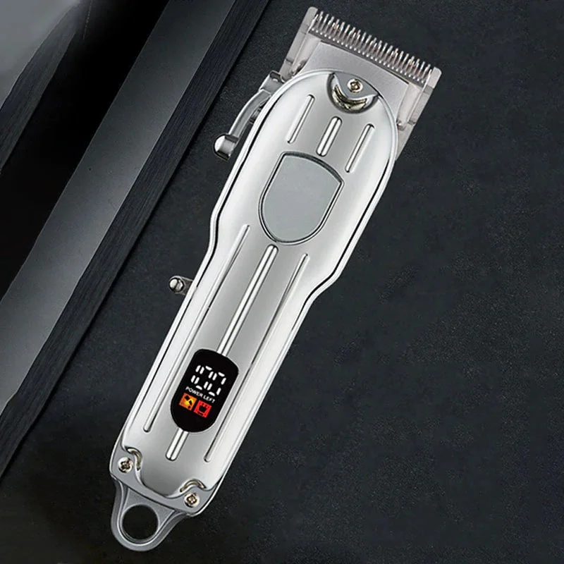 Rechargeable Electric Hair Clipper Powerful Long-Lasting Metal Display Hair Trimmer Professional Shaving Machine Men's Grooming