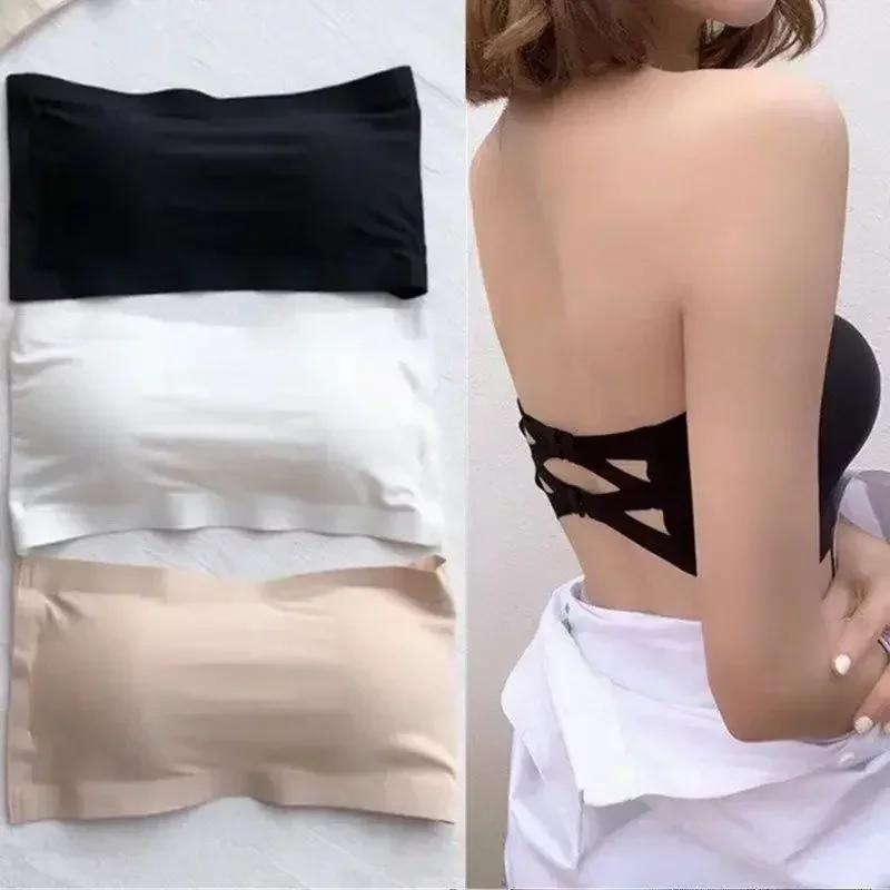 2PCS/Lot Sexy Seamless Tube Tops New Women Invisible Bra Intimates Strapless Bustier Bandeau Breathable Wrapped Chest Underwear