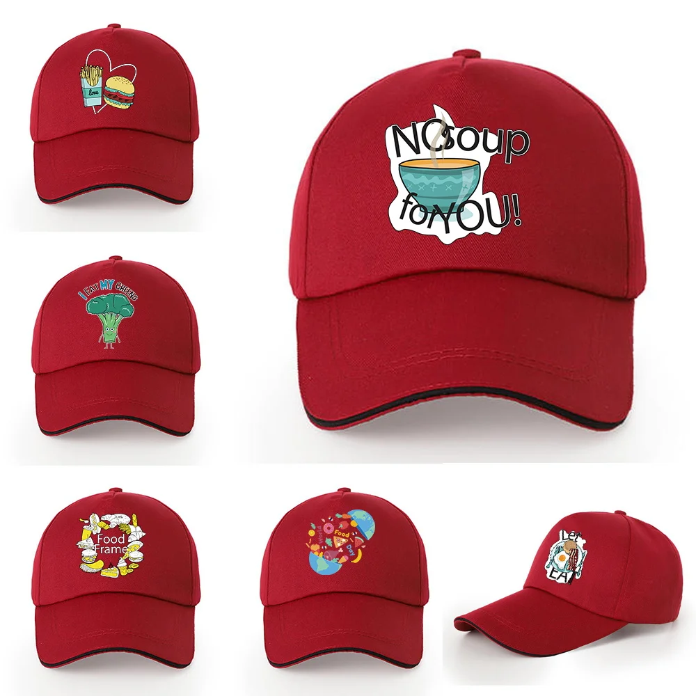 

Men Women Fashion Food Print Baseball Cap Cotton Snapback Dad Bone Casquette Summer Couple Outdoor Sport Adjustable Hip Hop Hat