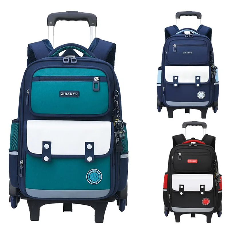 New Rolling Backpack for Boys Elementary School Bag with Wheels Mochilas Para Mujer Travel Trolley Bag 2 and 6 Wheels Sac A Dos 2