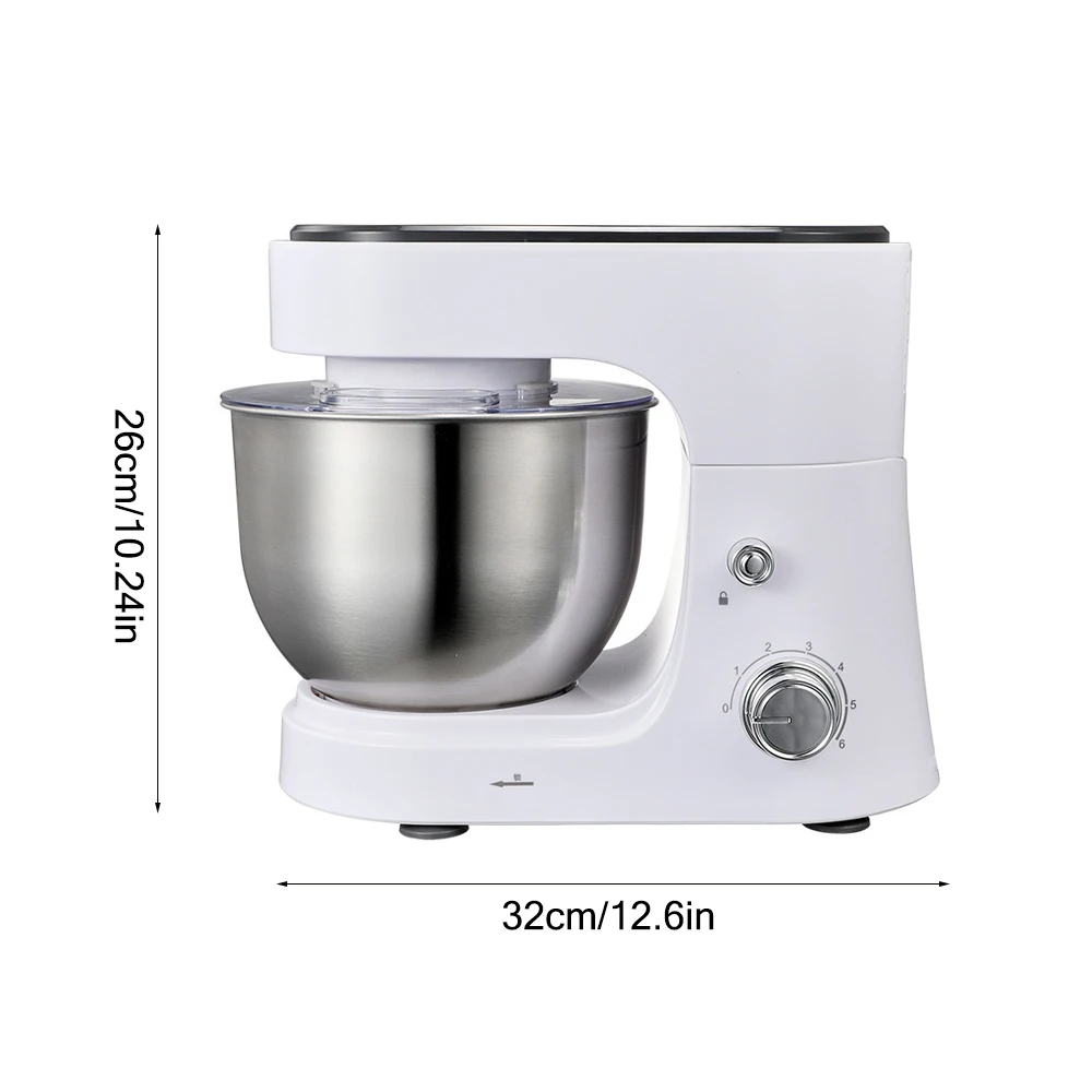 US Plug Household Desktop Automatic Cooking Machine,Stainless Steel Dough Mixer, Cream Multi-function Blender,Egg Beater,White 6