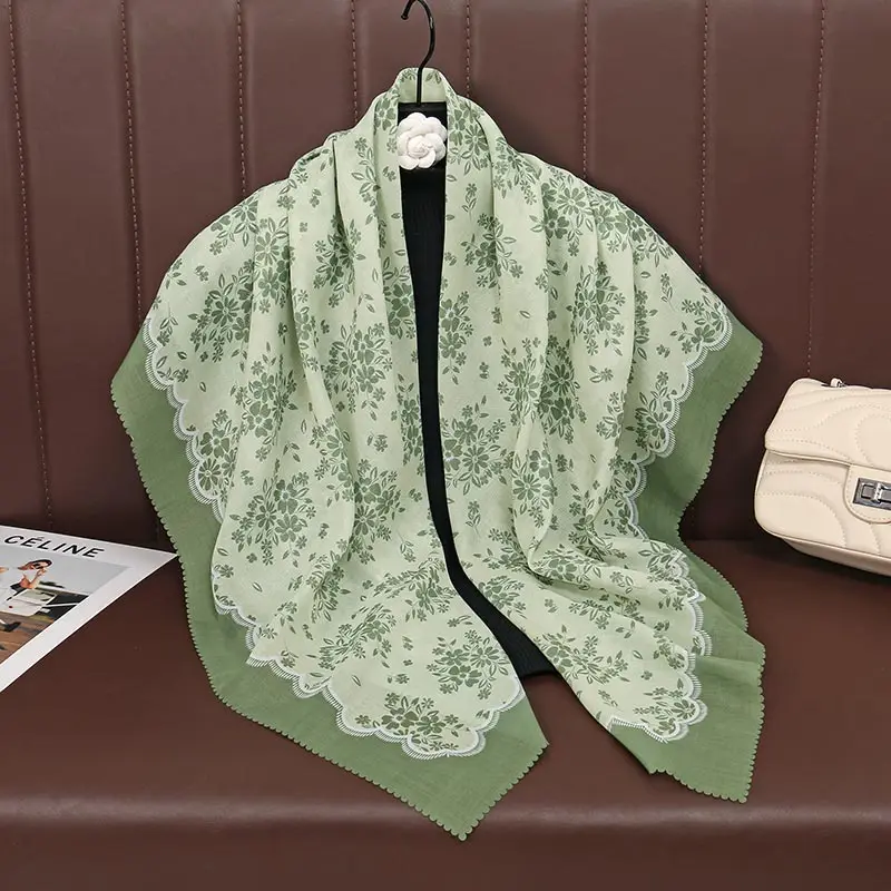 2025 New Fashion 110X110CM Printed Square Scarf for Women Muslim Headband Hijab Lady Bandana Party Accessories Scarf Hairband ﻿