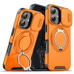 Durable Kickstand Phone Case with Enhanced Protection and Fit - iPhone 15 Plus (Orange)