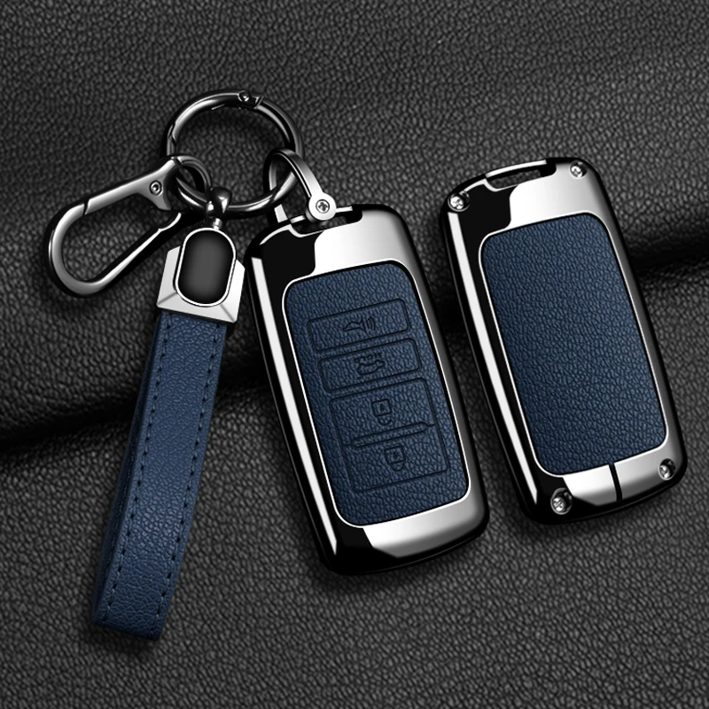 Zinklegierung Leder Autoschlüssel Hülle Fob Protect für Kia 4-Tasten Sorento K900 K7 Cadenza Zubehör Schlüsselanhänger Halter Shell Tasche – Detail 16