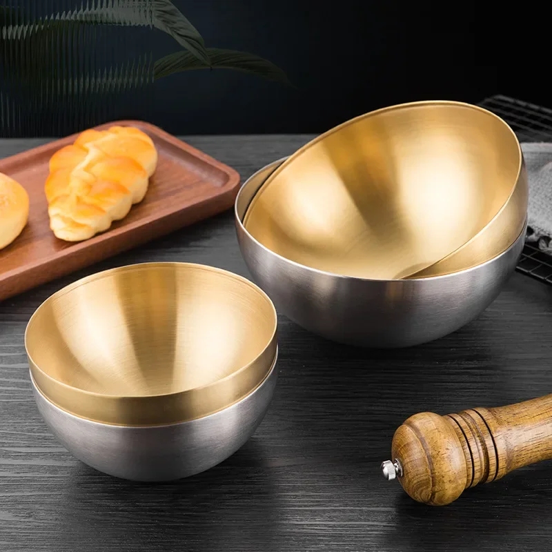 Stainless Steel Fruit Salad Bowls Soup Rice Noodle Ramen Bowl Utensils Food Container Mixing Bowls Kitchen Tableware 15/20CM