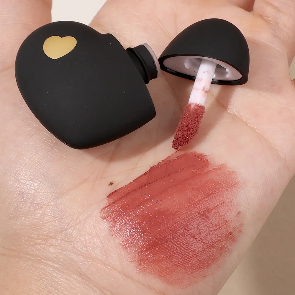 Velvet Matte Lip Glaze Heart Shaped Non-Stick Cup Nude Pink Sexy Lips Tint Waterproof Lasting Liquid Lipstick Makeup Cosmetics